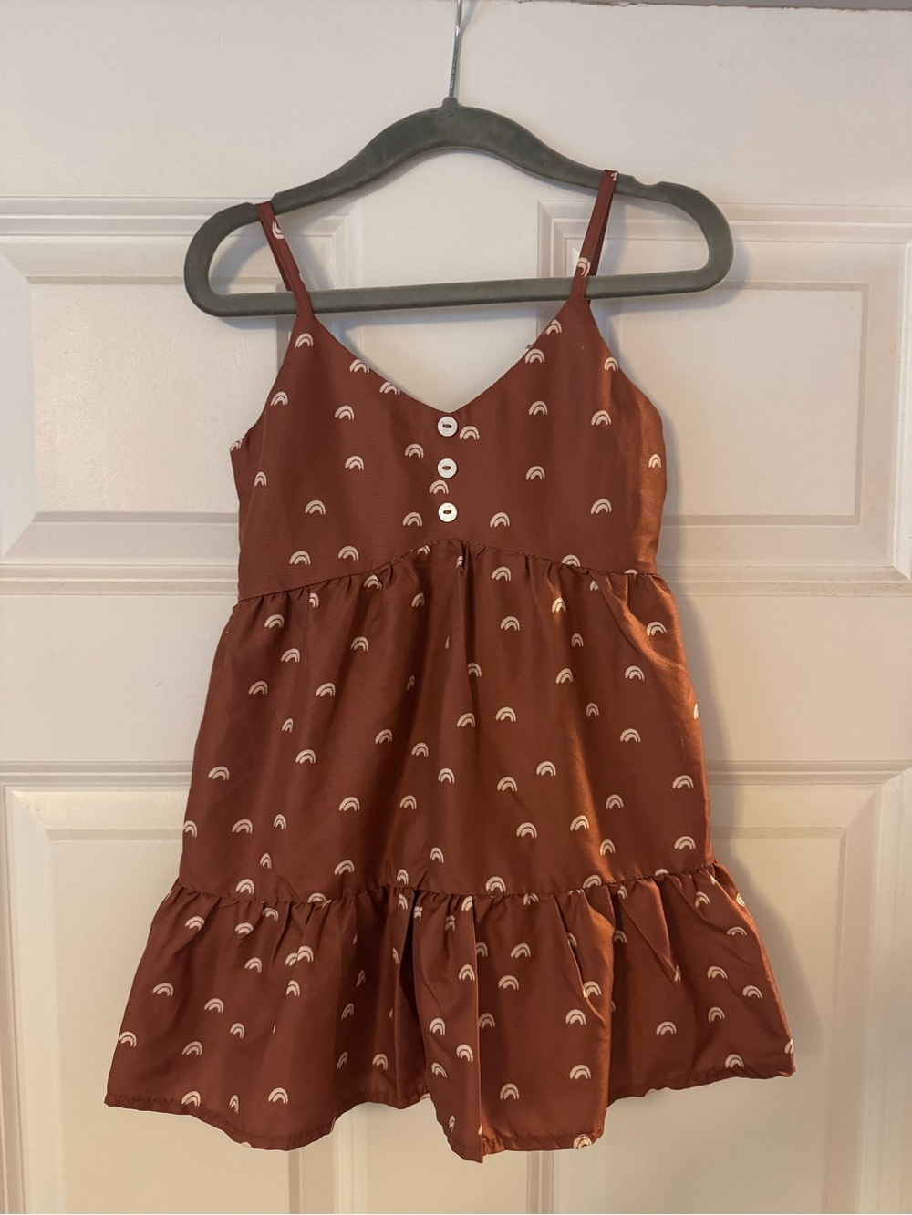 Bailey’s Blossoms Rust Brown Rainbow Print Sundress
